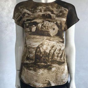 NWT Dolce & Gabbana Brown Taormina silk blouse